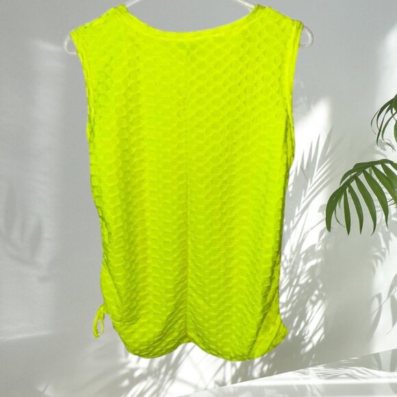 2 for $15 Rouge Collection Neon Yellow Ruched Tank Top Size 1X – NWT – Stretchy - Picture 4 of 9